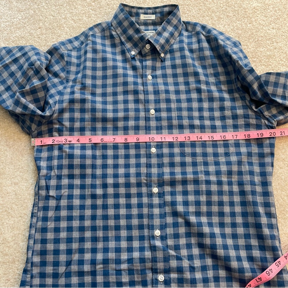 Jcrew Shirt Mens Small Blue Gray Gingham Check Plaid Button Up Stretch Classic - Picture 6 of 8